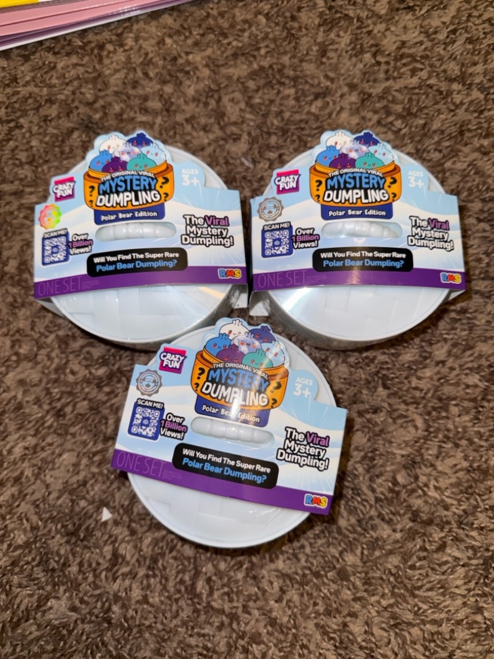 3 Sealed RMS Polar Bear Edition Mystery Dumplings Squishy